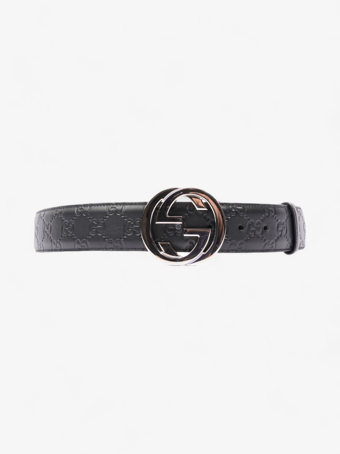 Gucci Wide Belt with Interlocking G Buckle Black Leather 90cm / 36"