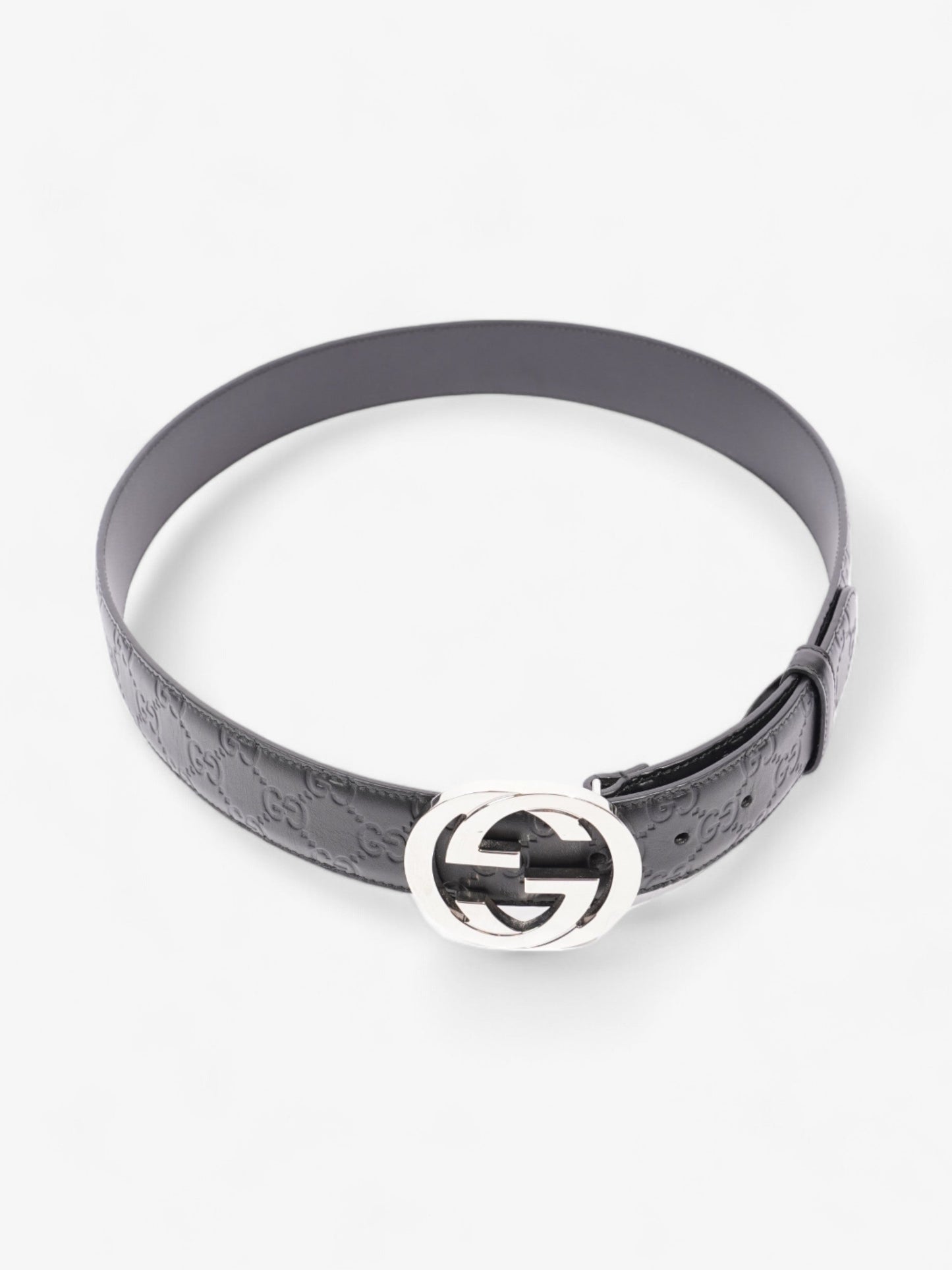 Gucci Wide Belt with Interlocking G Buckle Black Leather 90cm / 36"