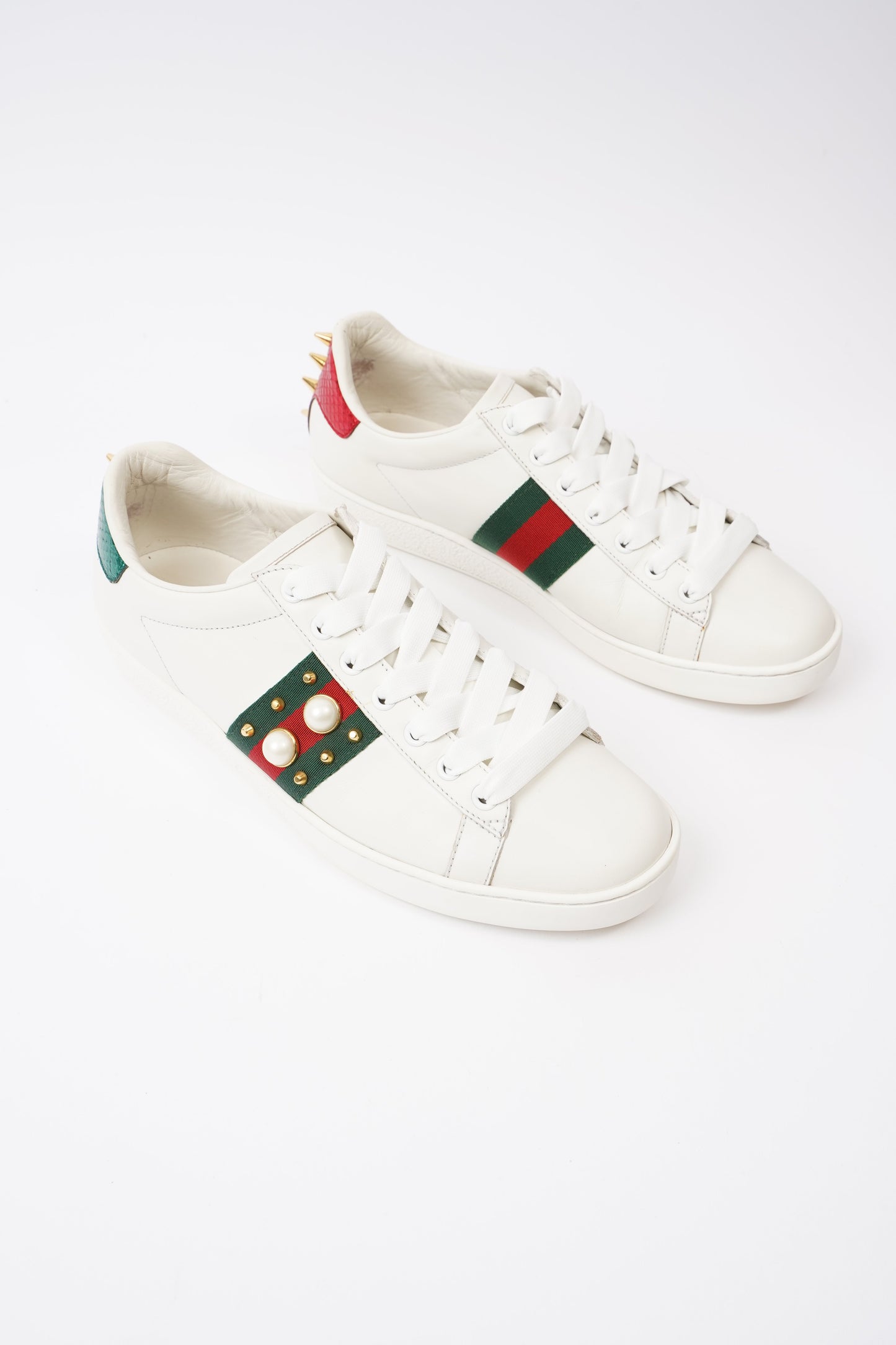 Gucci Ace Studded  White  / Green / Red Leather EU 39 UK 6