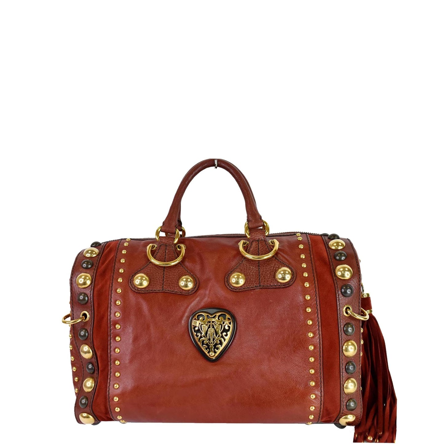 GUCCI GG Crystal Babouska Large Leather Indy Boston Bag 207296 Red