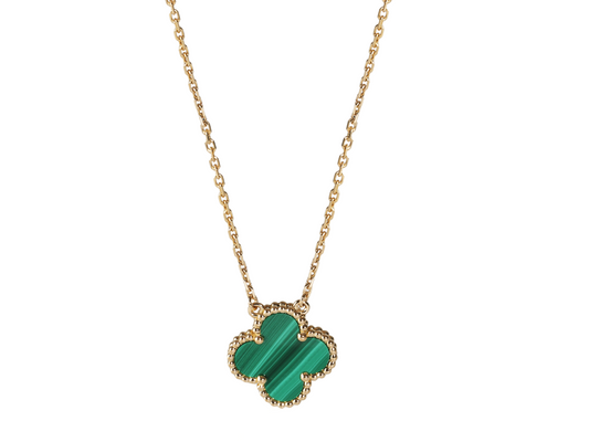 18k Yellow Gold/Malachite Alhambra Pendant Necklace