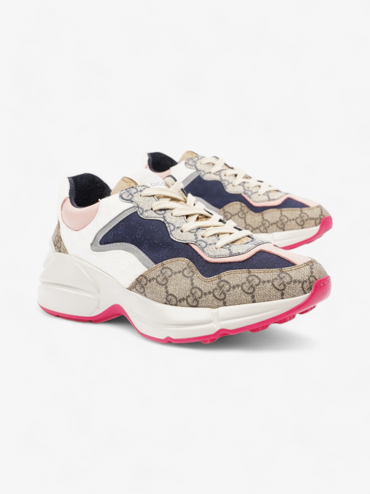 Gucci Rhyton GG Supreme / Navy Blue / Pink Cotton EU 39.5 UK 6.5