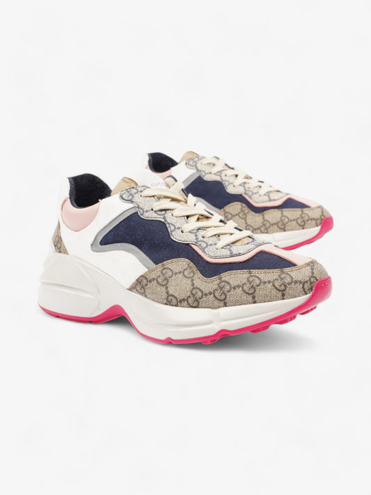 Gucci Rhyton GG Supreme / Navy Blue / Pink Cotton EU 39.5 UK 6.5