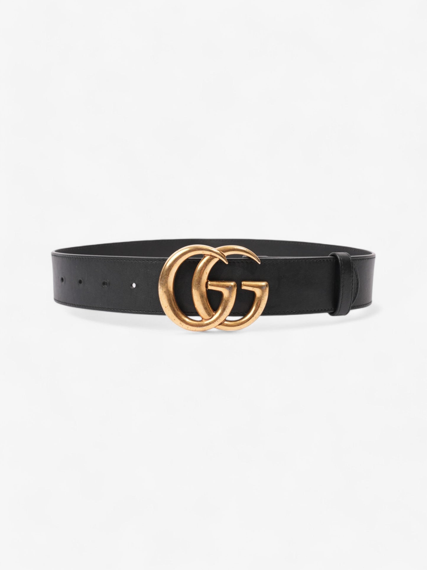 Gucci GG Marmont 2015 Re-Edition Wide Belt Black / Gold Leather 65cm / 26"