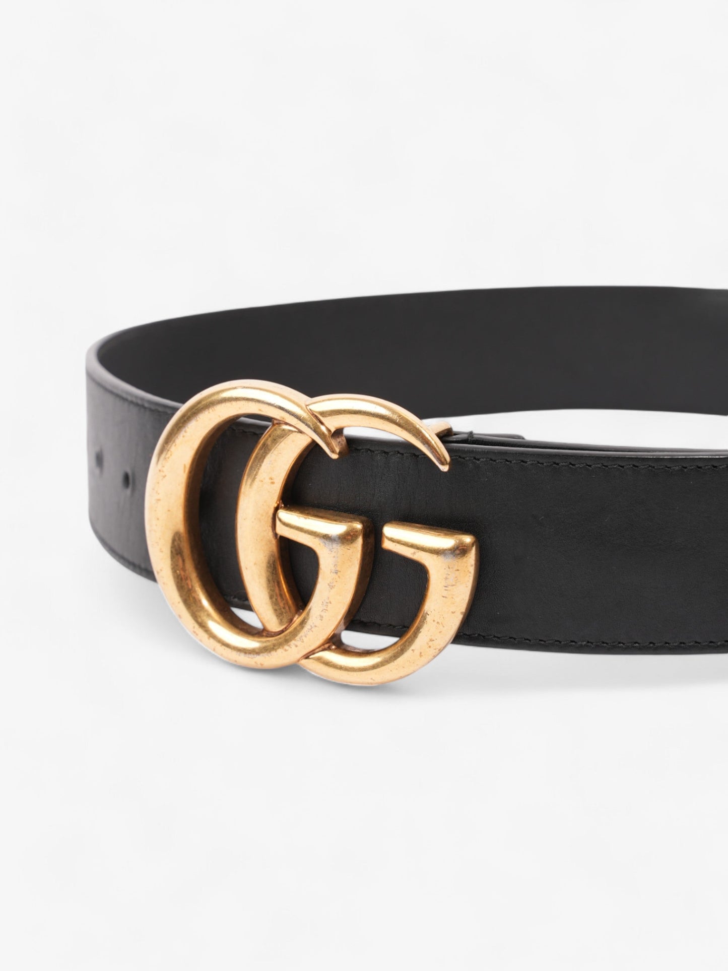 Gucci GG Marmont 2015 Re-Edition Wide Belt Black / Gold Leather 65cm / 26"