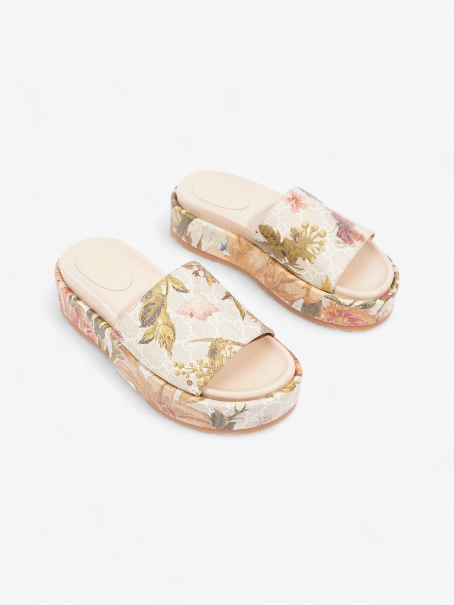 Gucci GG Flora Platform Slides GG Supreme / Multicoloured Canvas EU 38 UK 5