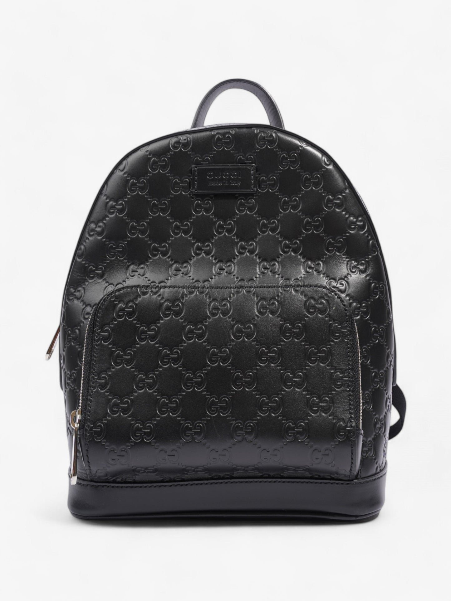 Gucci Signature Backpack Black Embossed Leather Small