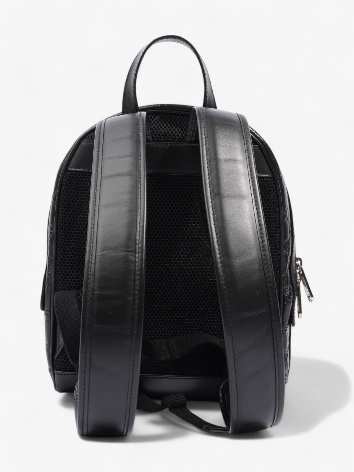 Gucci Signature Backpack Black Embossed Leather Small