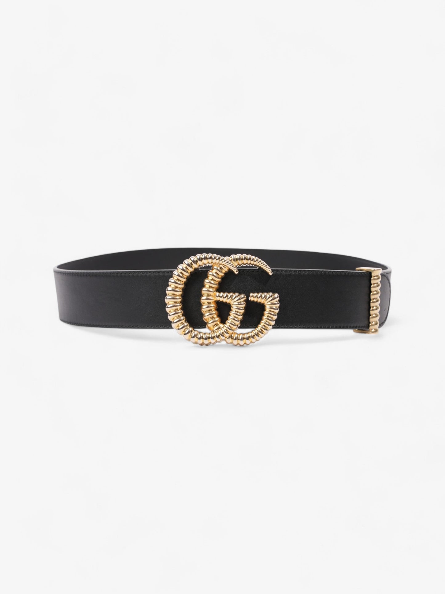 Gucci Double G Belt Black / Gold Leather 80cm / 32"