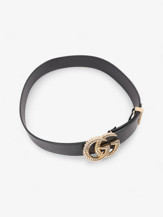 Gucci Double G Belt Black / Gold Leather 80cm / 32"