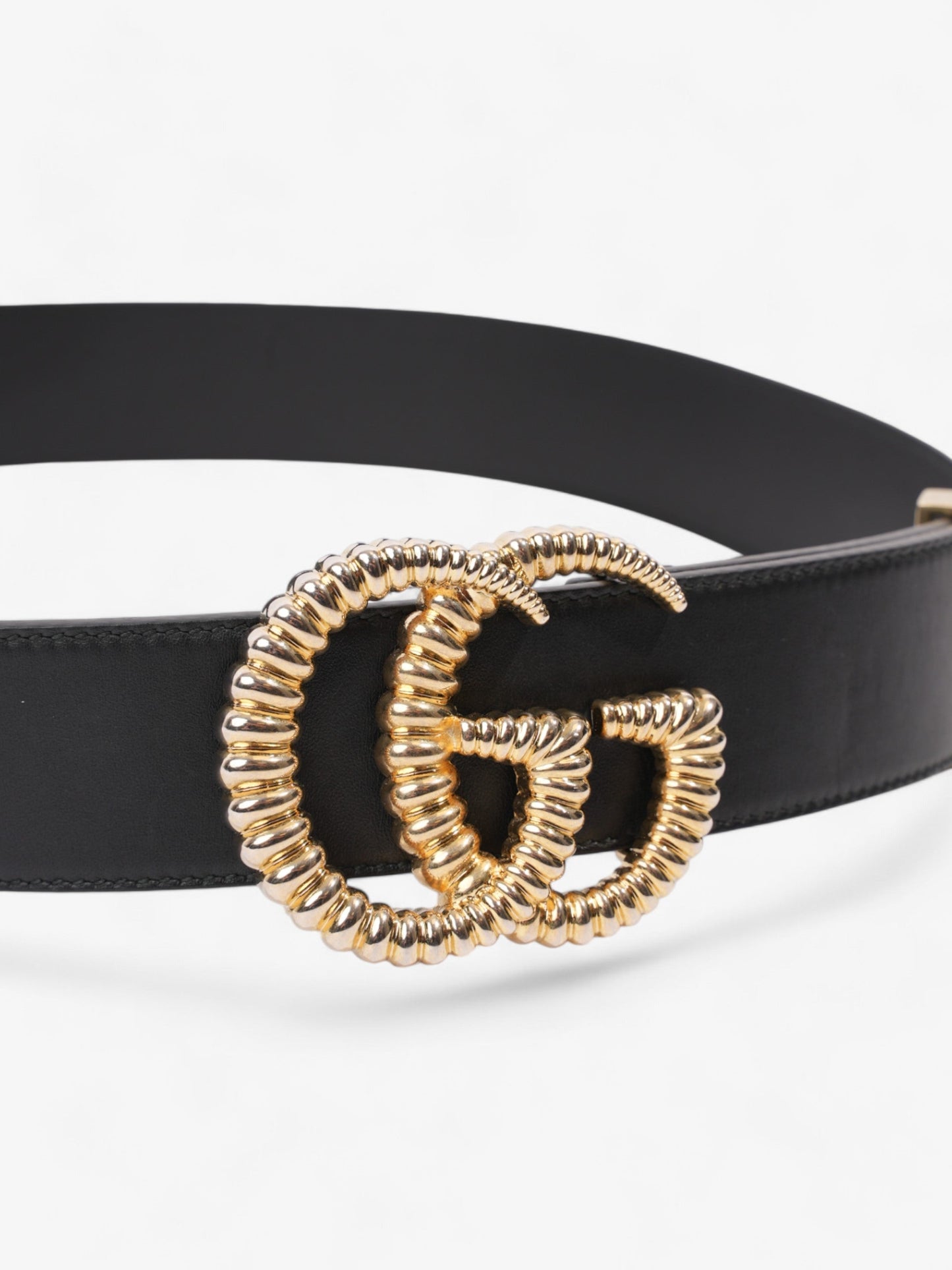 Gucci Double G Belt Black / Gold Leather 80cm / 32"