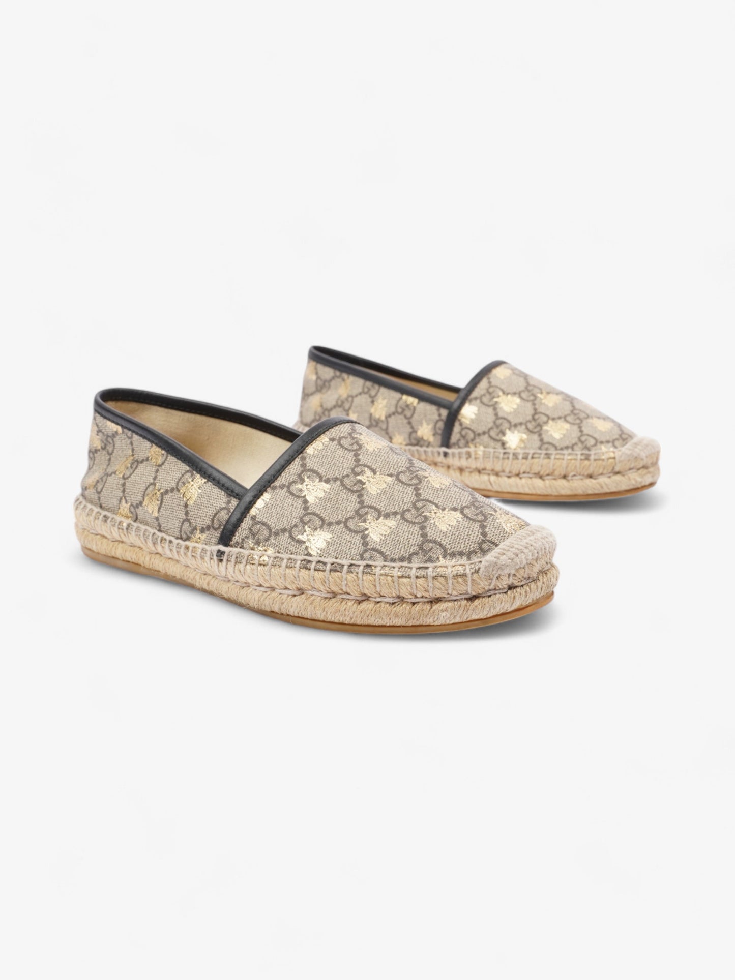 Gucci GG Bee Espadrille GG Supreme / Gold Canvas EU 36.5 UK 3.5