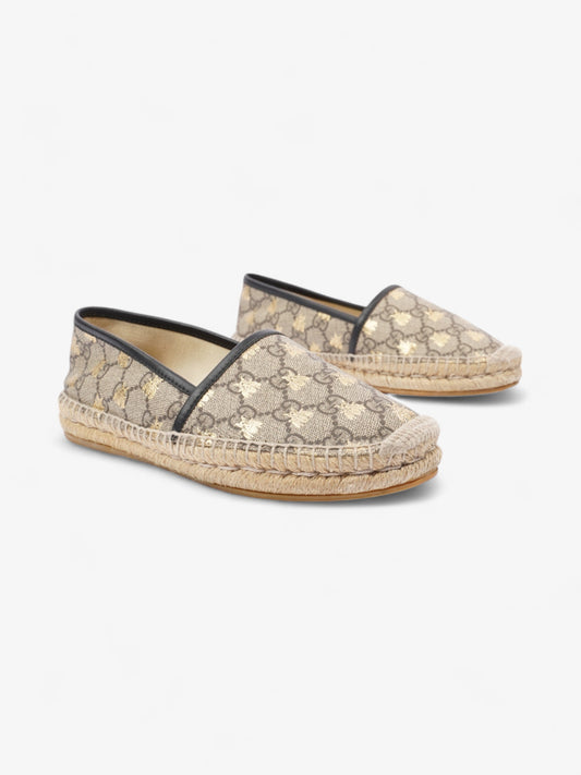 Gucci GG Bee Espadrille GG Supreme / Gold Canvas EU 36.5 UK 3.5