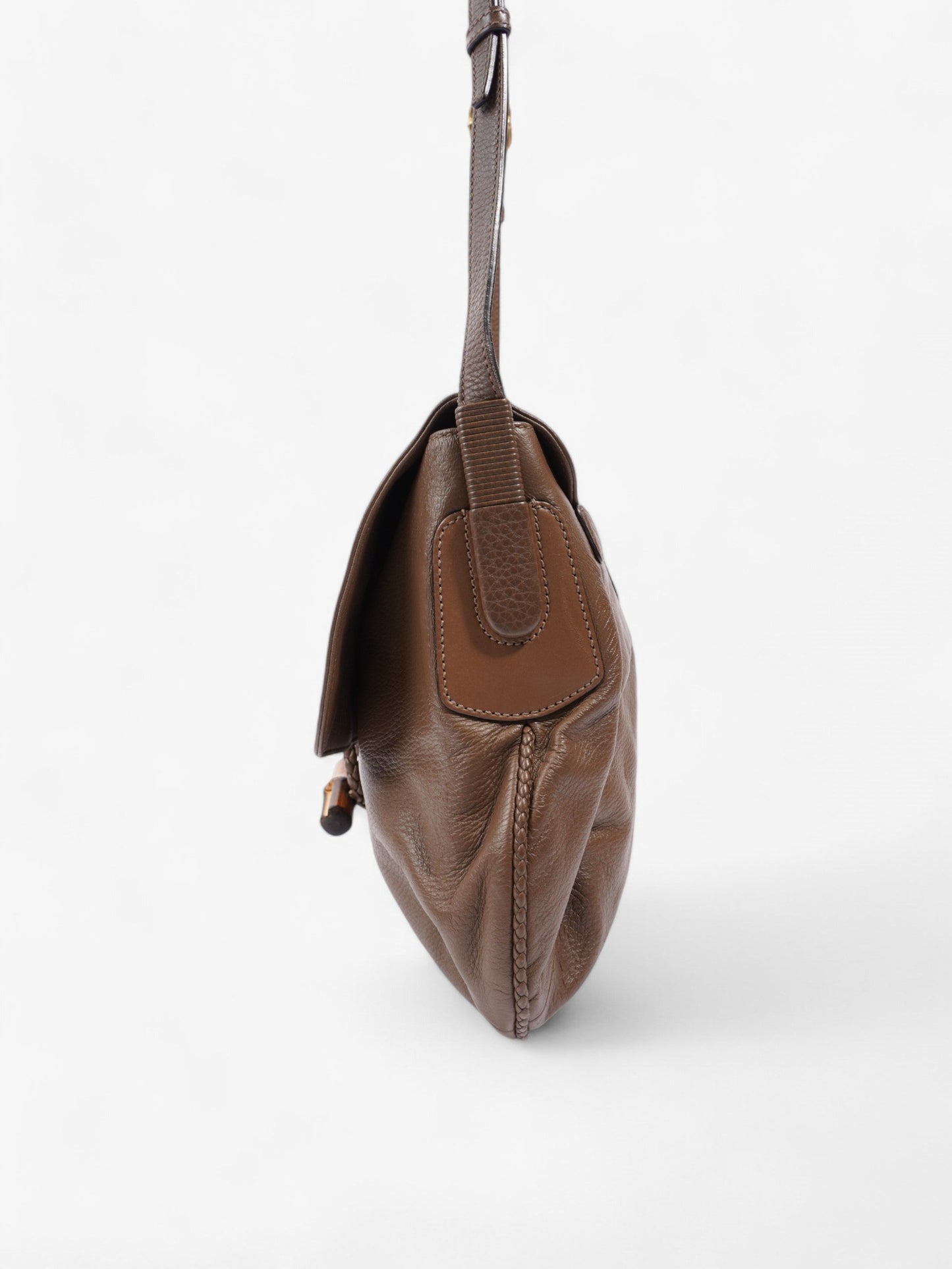 Gucci Bamboo Flap Brown Leather