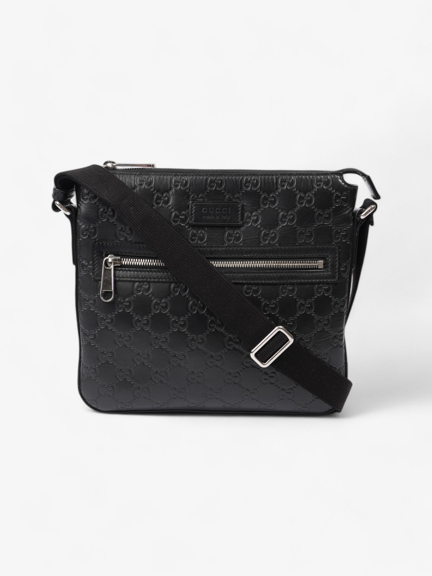 Gucci Signature Messenger Bag Black Leather