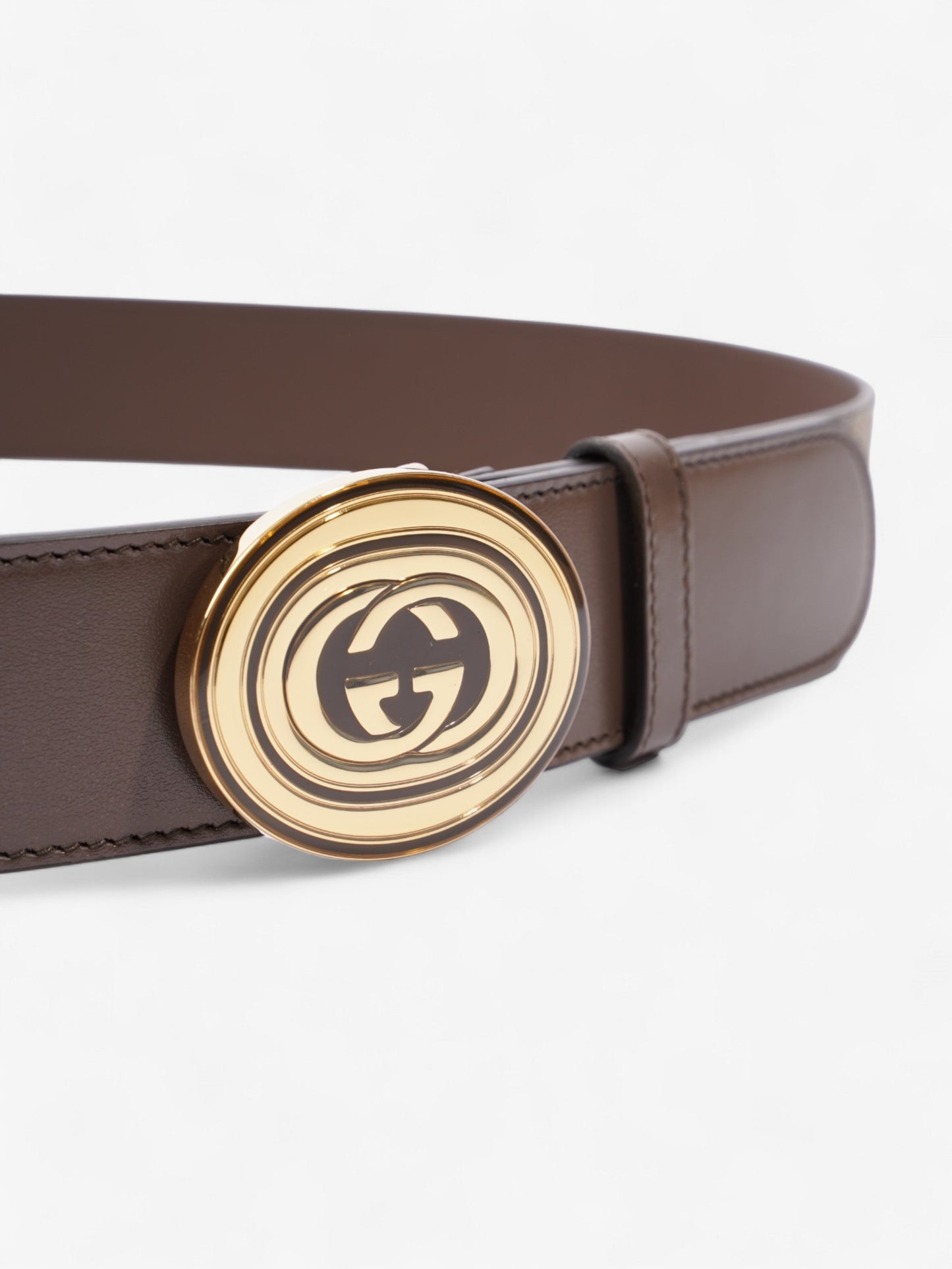 Gucci GG Interlocking Belt GG Supreme / Brown / Gold Canvas 95cm / 38"