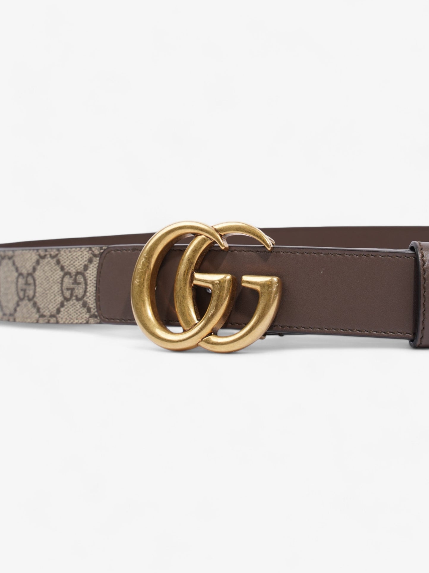 Gucci GG Marmont Belt GG Supreme / Brown / Gold Canvas 85cm / 34"