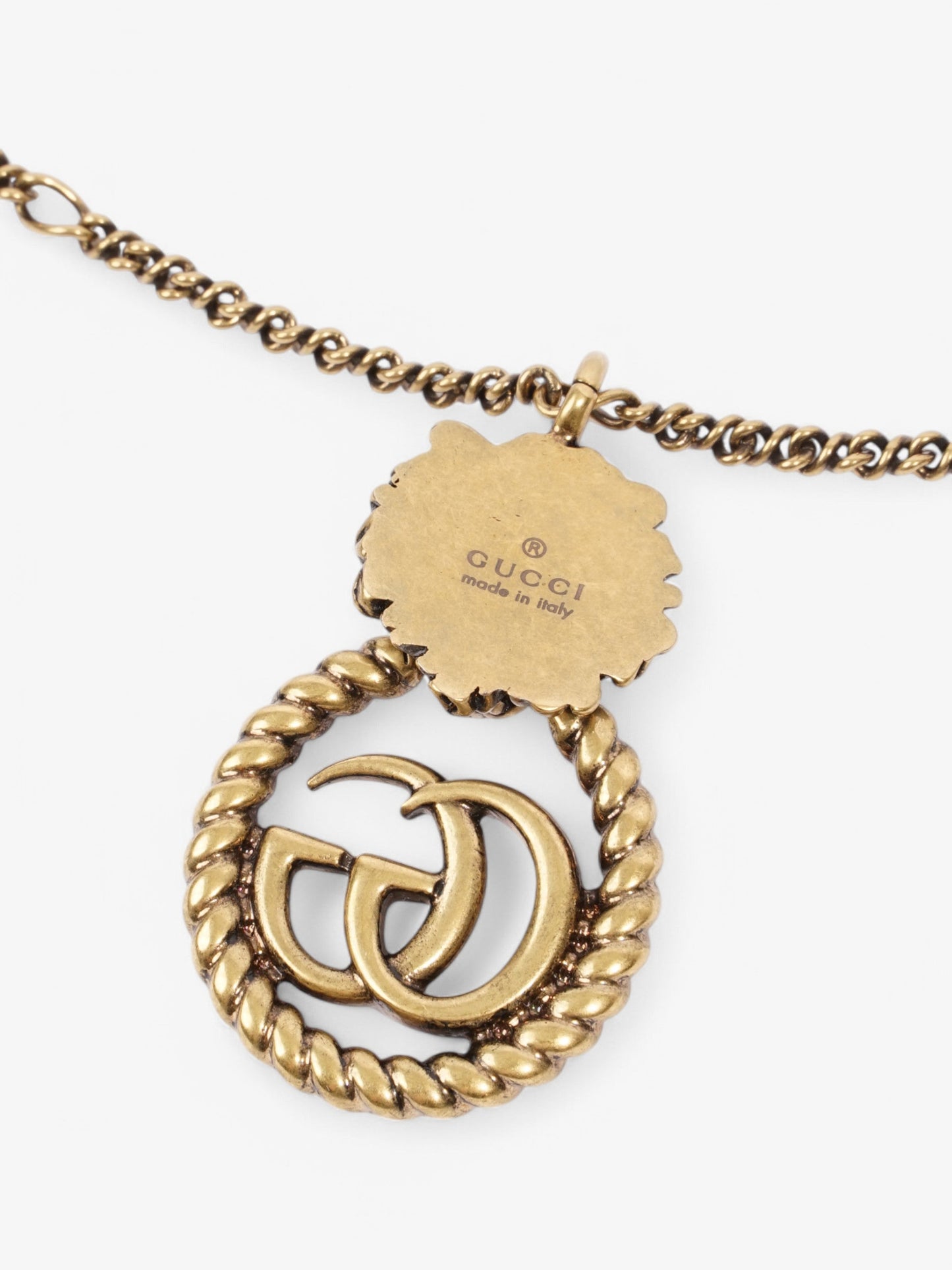 Gucci GG Lion Necklace Antique Gold Base Metal