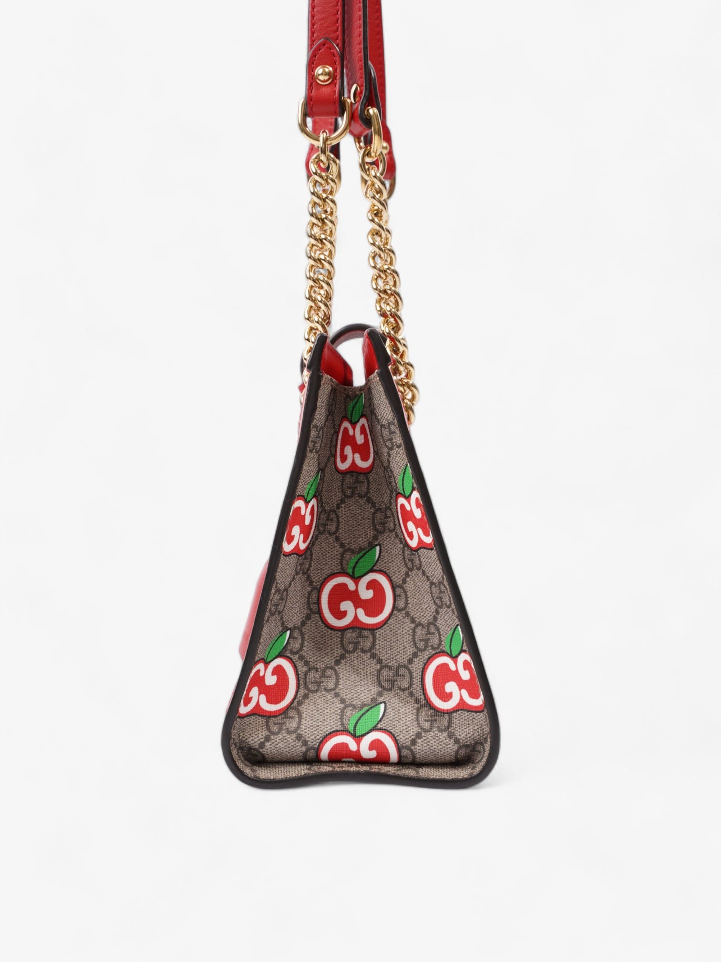 Gucci GG Apple Padlock Beige And Ebony GG Supreme / Red Coated Canvas Small