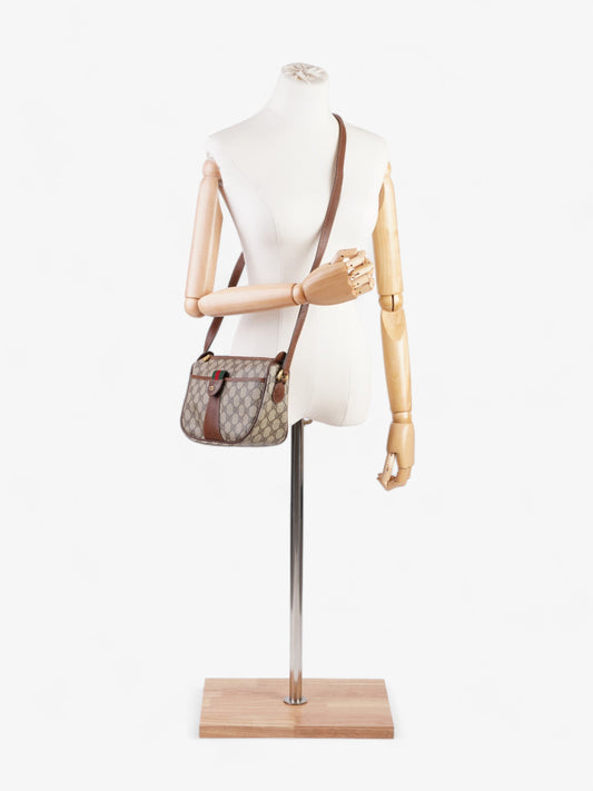 Gucci Old Gucci Sherry Line PVC & leather Shoulder bag Brown 001・58・6177 Supreme Print Coated Canvas