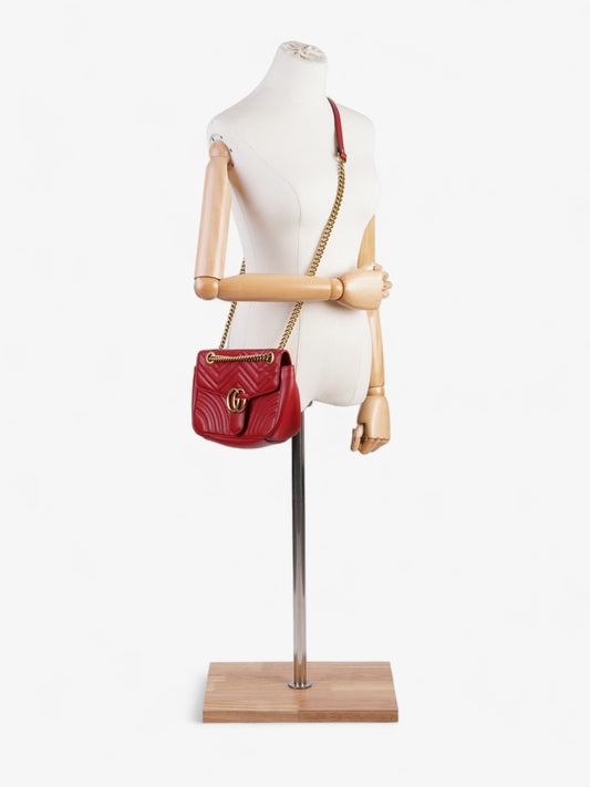 Gucci Marmont Flap Red Matelasse Leather Small