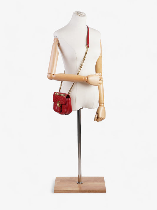 Gucci Marmont Flap Red Matelasse Leather Small