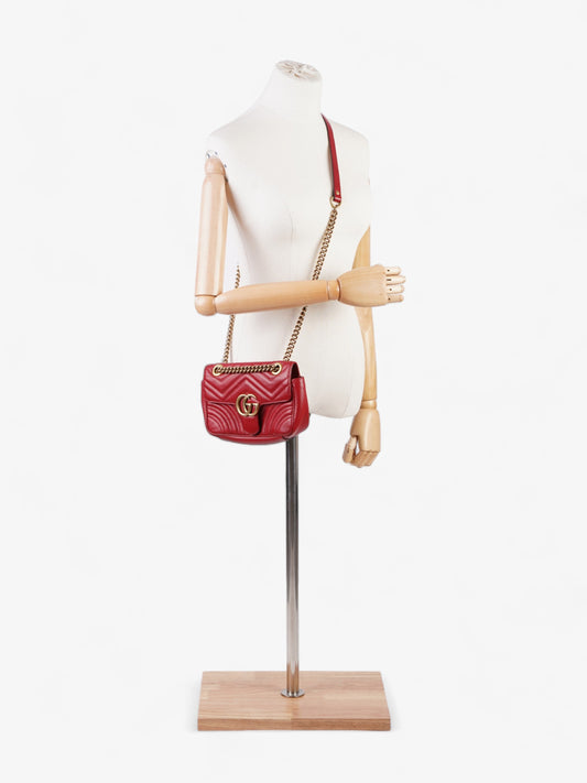 Gucci Marmont Flap Red Matelasse Leather Small