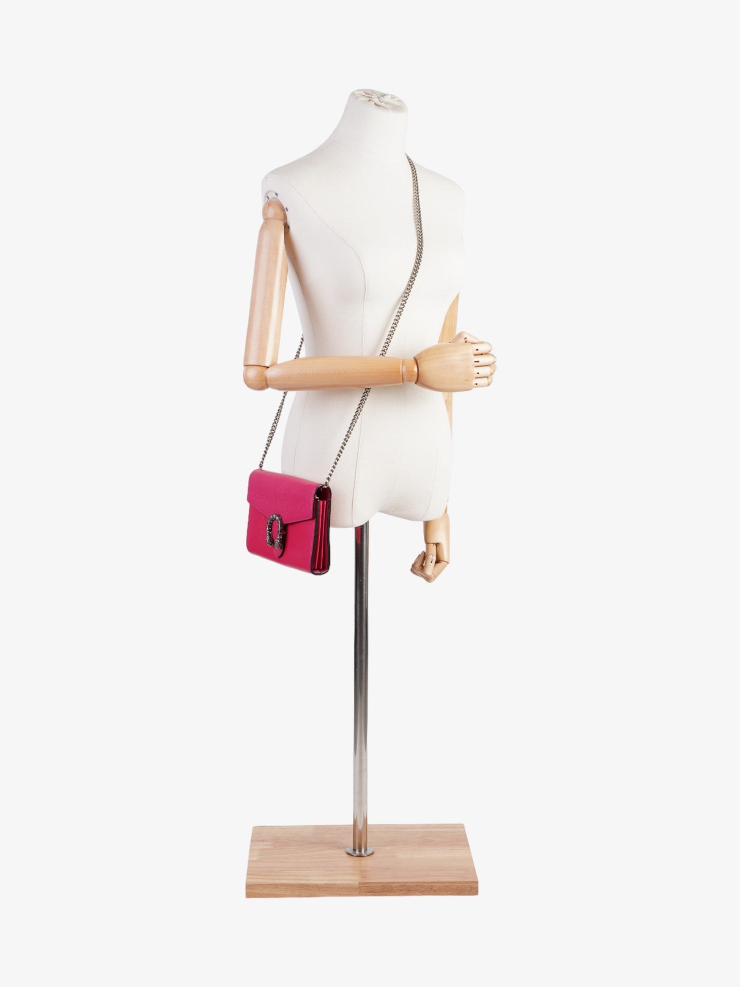 Gucci Dionysus Chain Wallet Neon Pink Leather