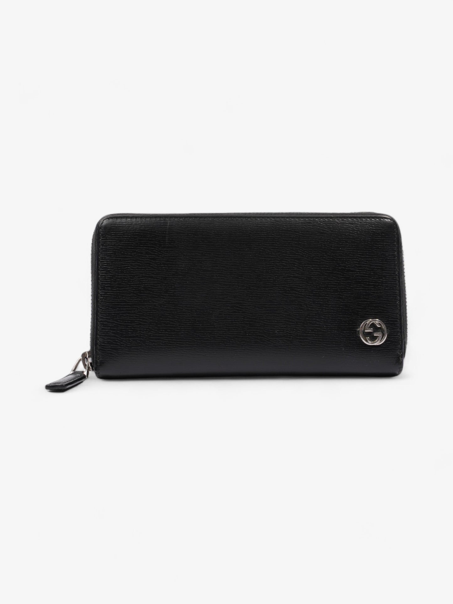 Gucci Interlocking Zip Round Wallet Black Black Leather
