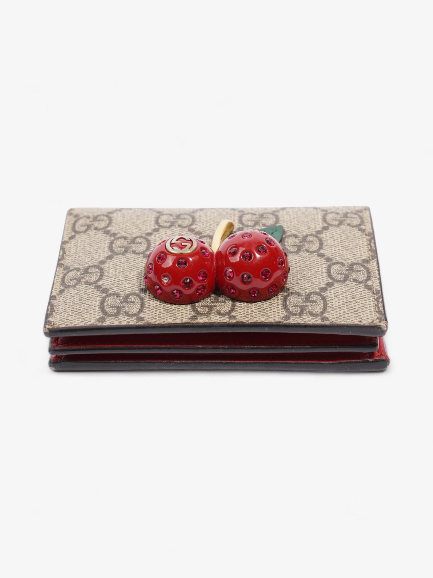 Gucci Cherry Fold Over Wallet GG Supreme / Red / Green Coated Canvas