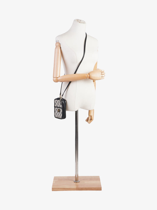 Gucci GG Supreme Shoulder Bag  Navy / Beige Leather