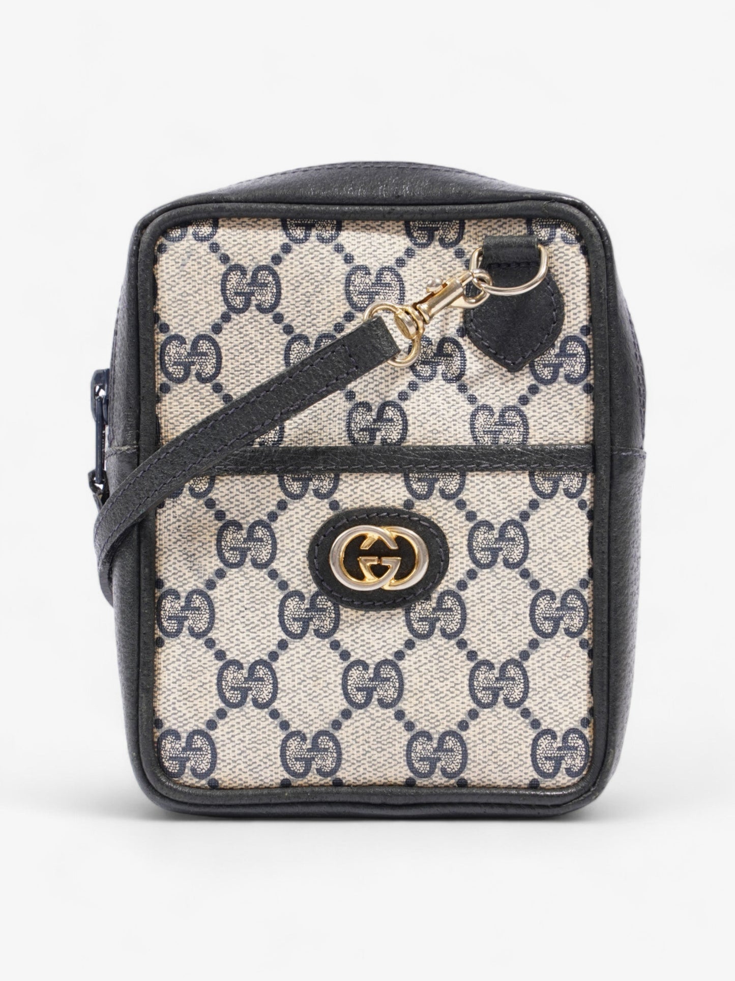 Gucci GG Supreme Shoulder Bag  Navy / Beige Leather