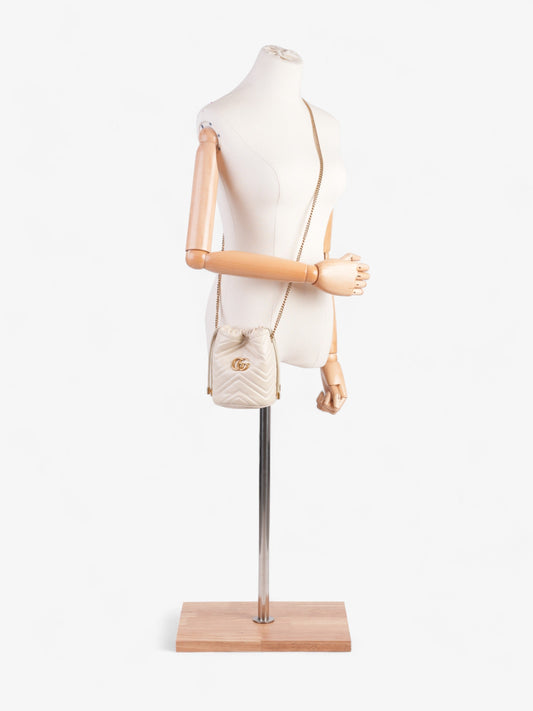 Gucci Marmont Bucket Bag White Leather