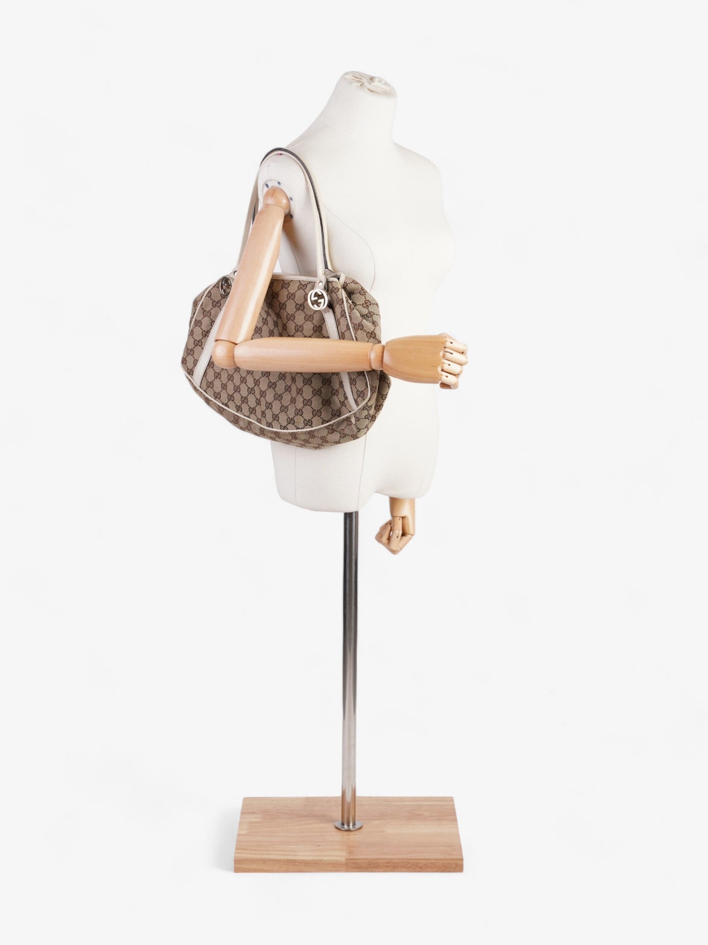 Gucci Twins Tote Beige And Ebony GG Supreme / White Canvas