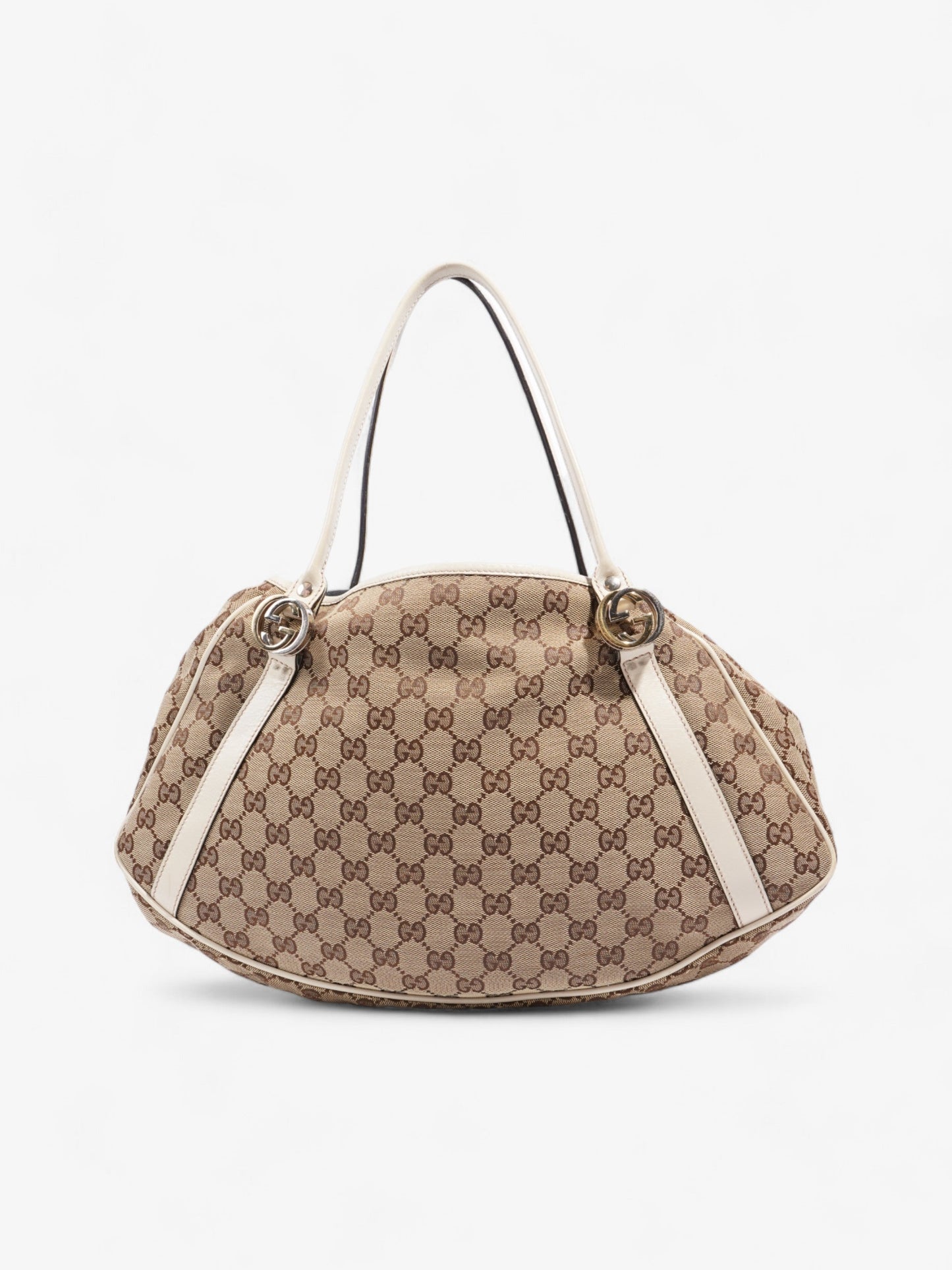 Gucci Twins Tote Beige And Ebony GG Supreme / White Canvas