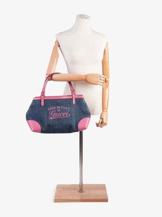 Gucci Craft Gucci Logo Tote Bag Blue / Pink Denim