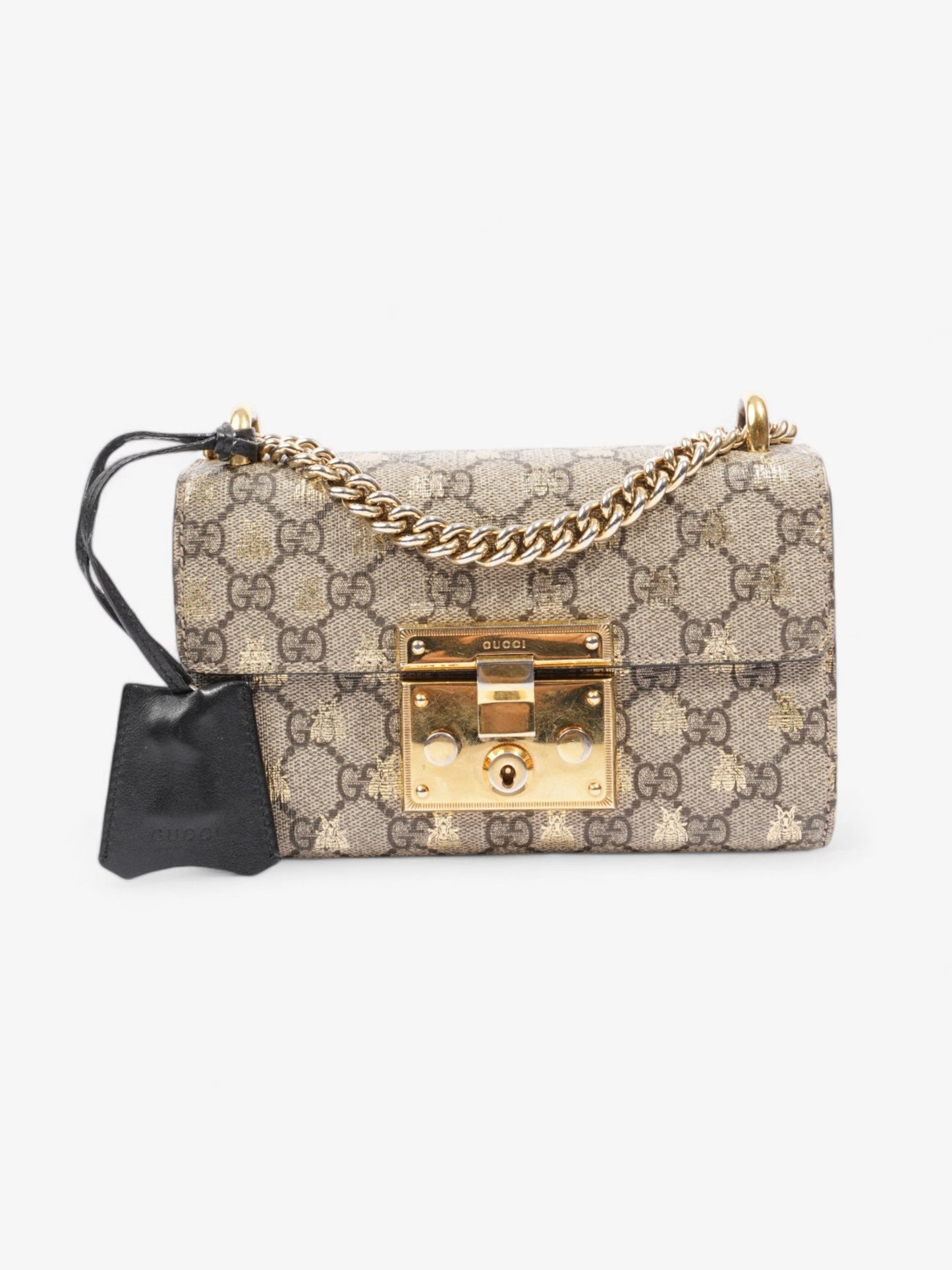 Gucci Padlock Bees GG Supreme / Black / Gold Coated Canvas Small