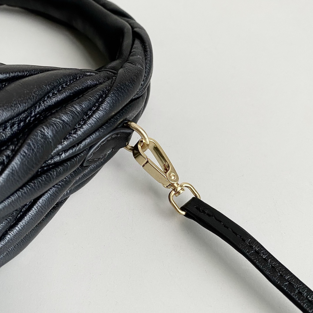 Wander Matelassé Nappa Leather Hobo Bag Black Leather Handbag for Women
