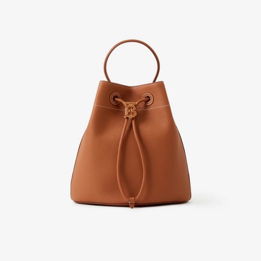 Warm Russet Brown Small TB Bucket Bag Leather Bucket Bag for Women