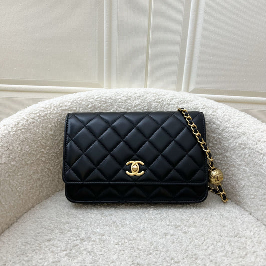 Chanel Pearl Crush Wallet on Chain WOC in Black Lambskin and AGHW