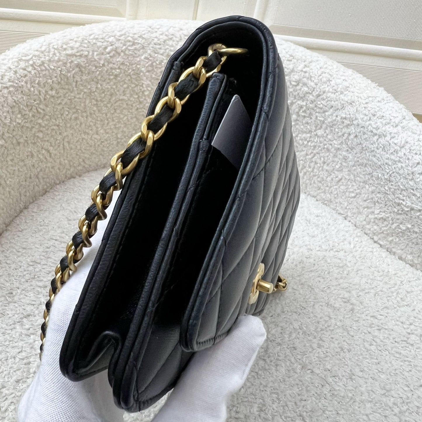 Chanel Pearl Crush Wallet on Chain WOC in Black Lambskin and AGHW