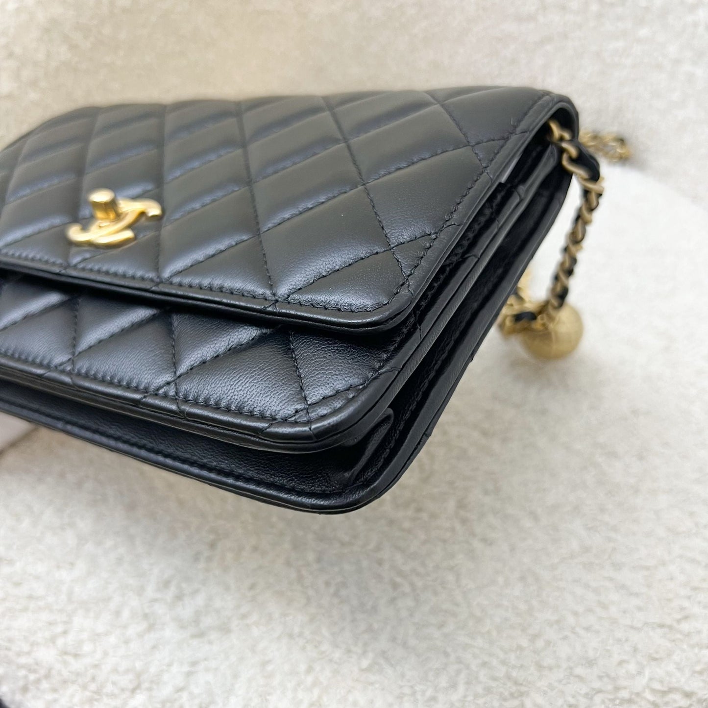 Chanel Pearl Crush Wallet on Chain WOC in Black Lambskin and AGHW