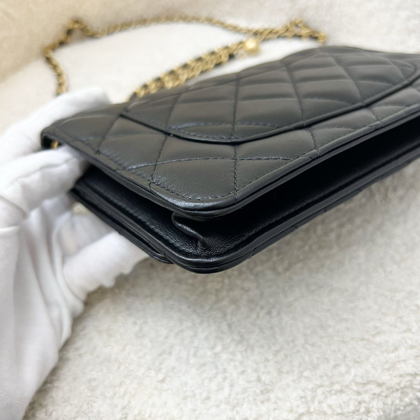 Chanel Pearl Crush Wallet on Chain WOC in Black Lambskin and AGHW