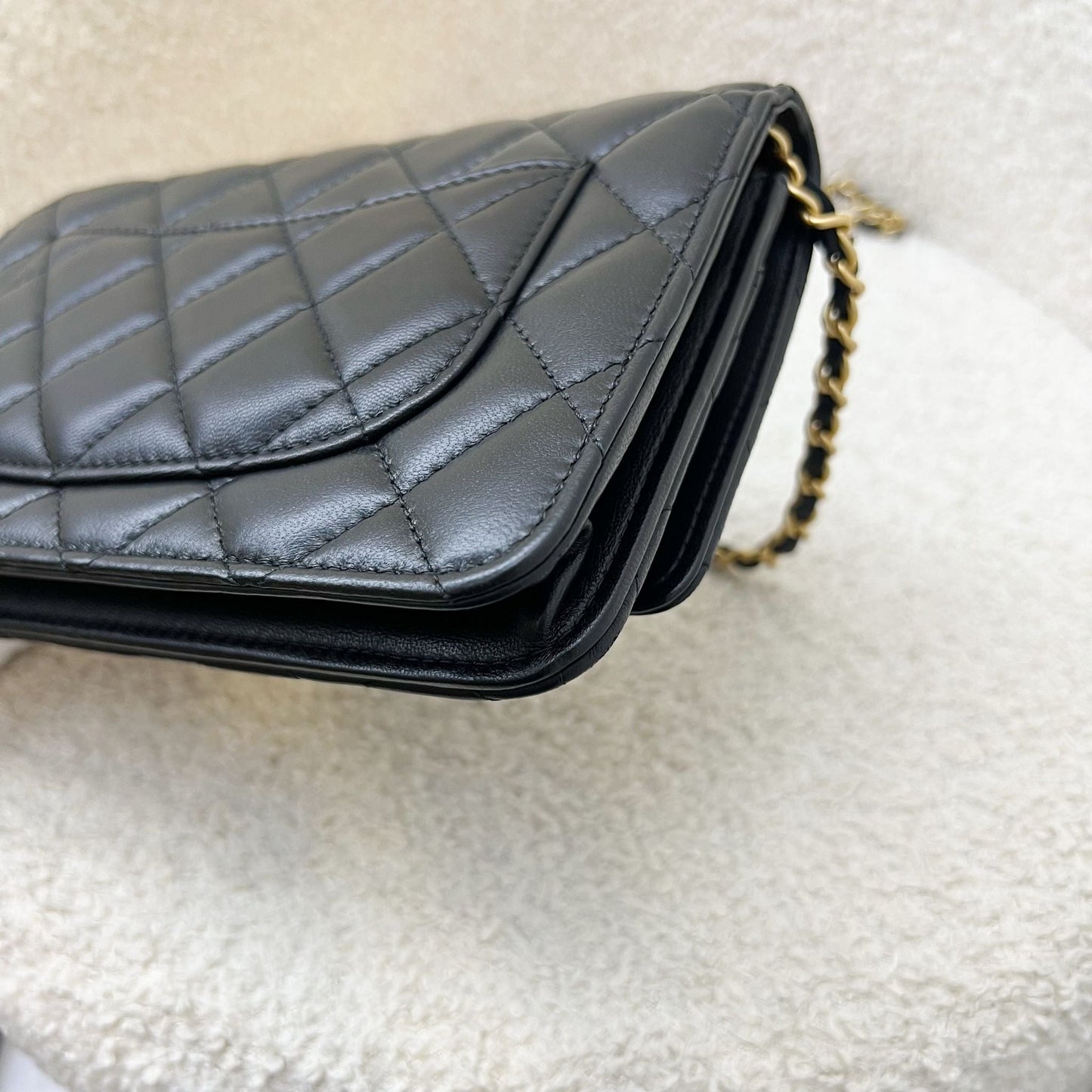 Chanel Pearl Crush Wallet on Chain WOC in Black Lambskin and AGHW
