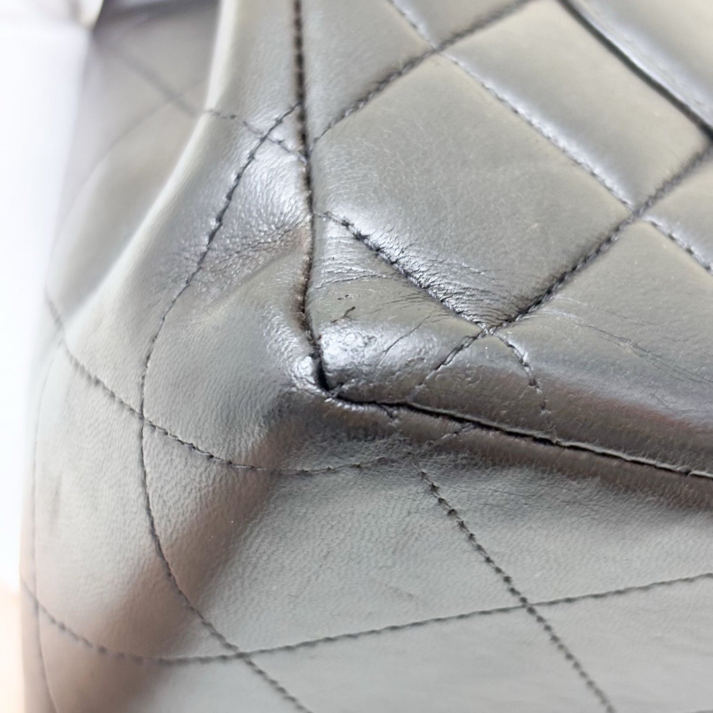 Chanel Vintage Jumbo / Maxi Flap with XL CC Logo in Black Lambskin and 24K Gold-Plated HW