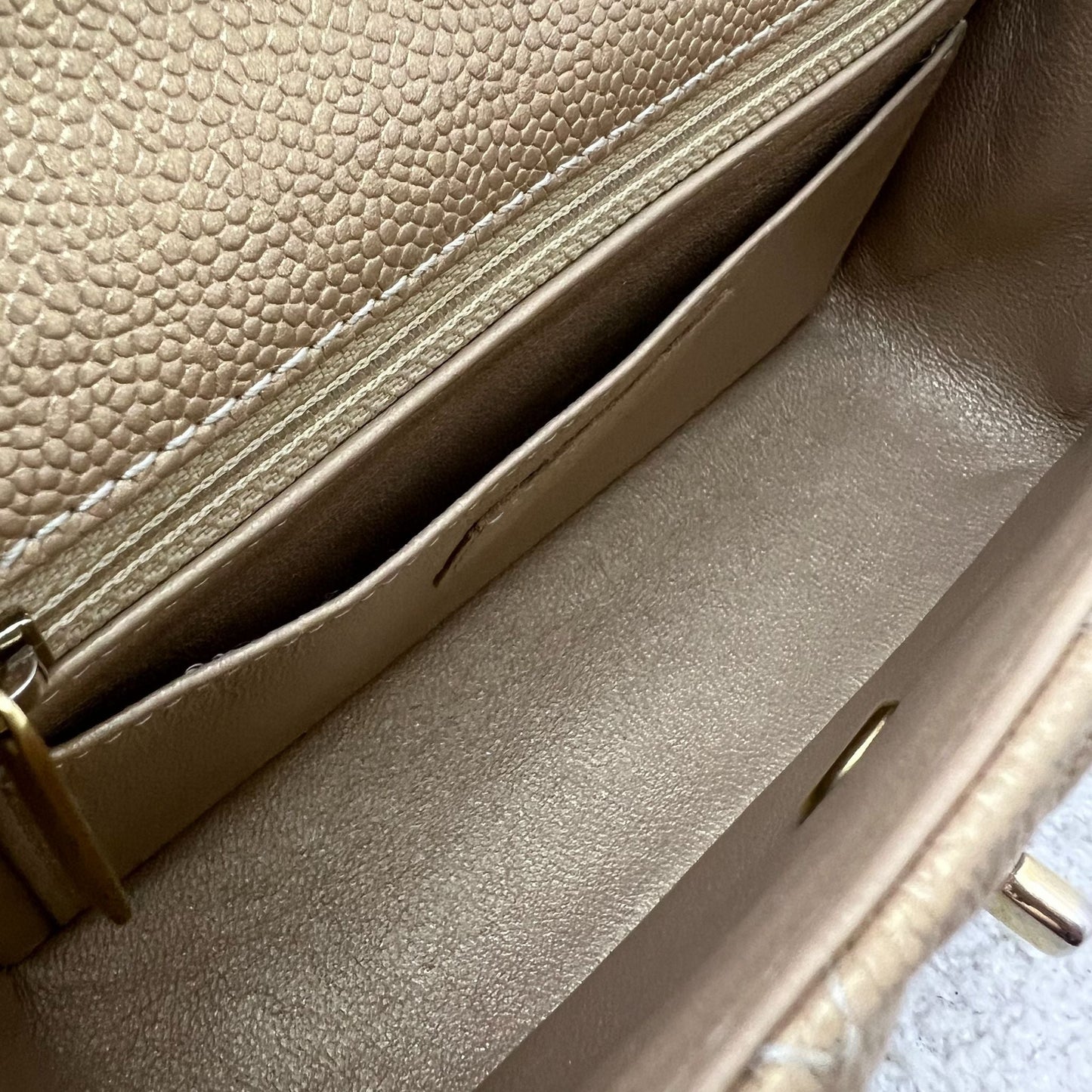 Chanel Classic Mini Rectangle Flap in Gold Caviar and AGHW