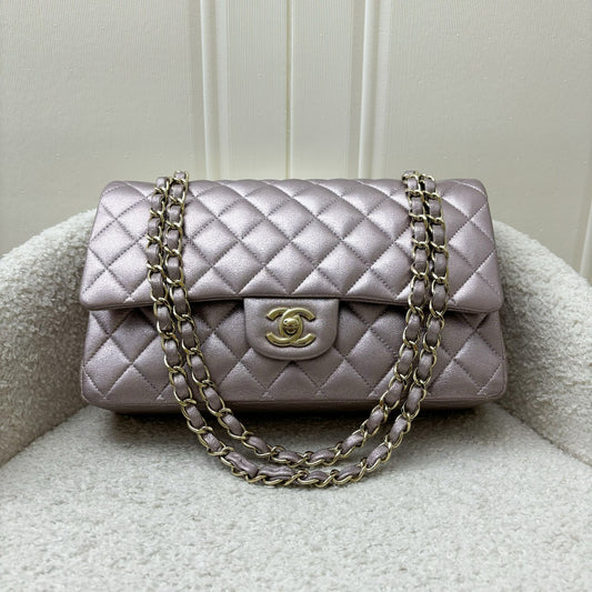 Chanel Medium Classic Flap CF in Metallic Pink Leather and LGHW