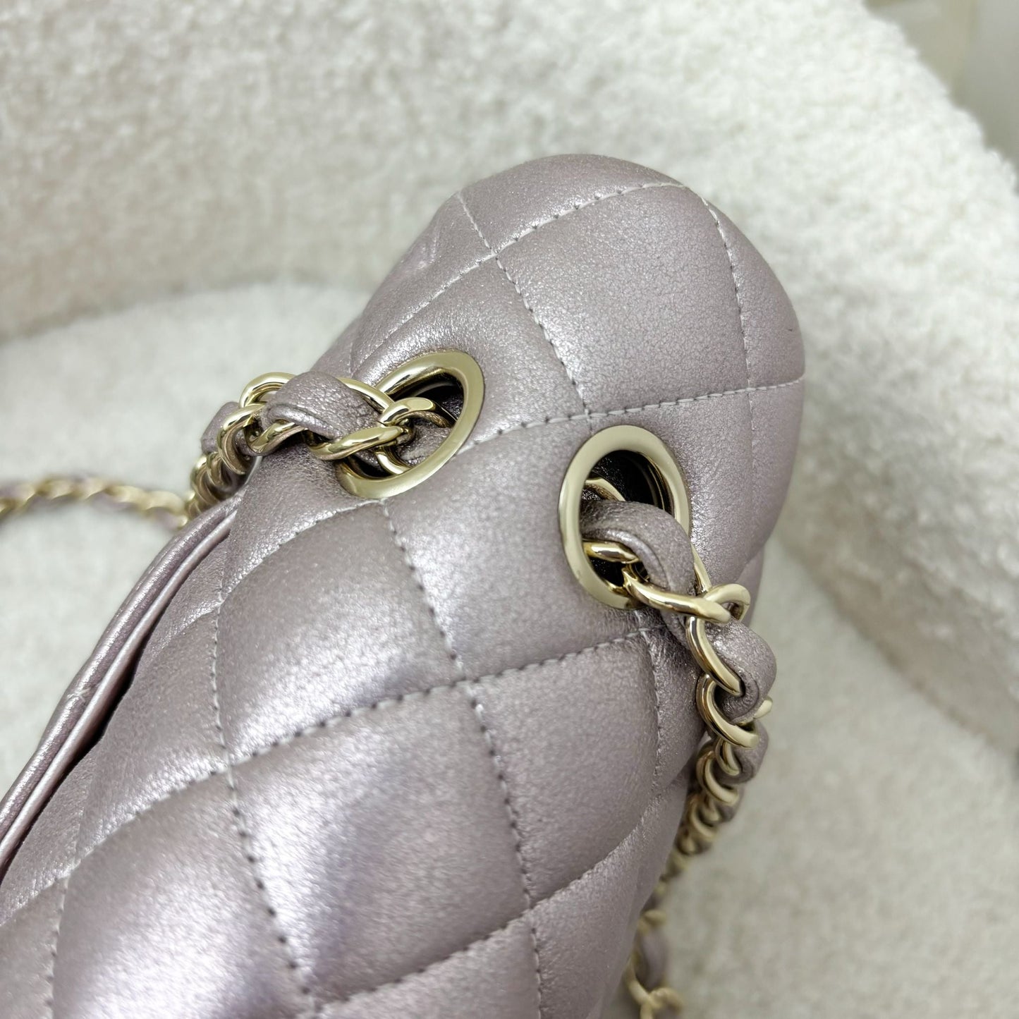 Chanel Medium Classic Flap CF in Metallic Pink Leather and LGHW