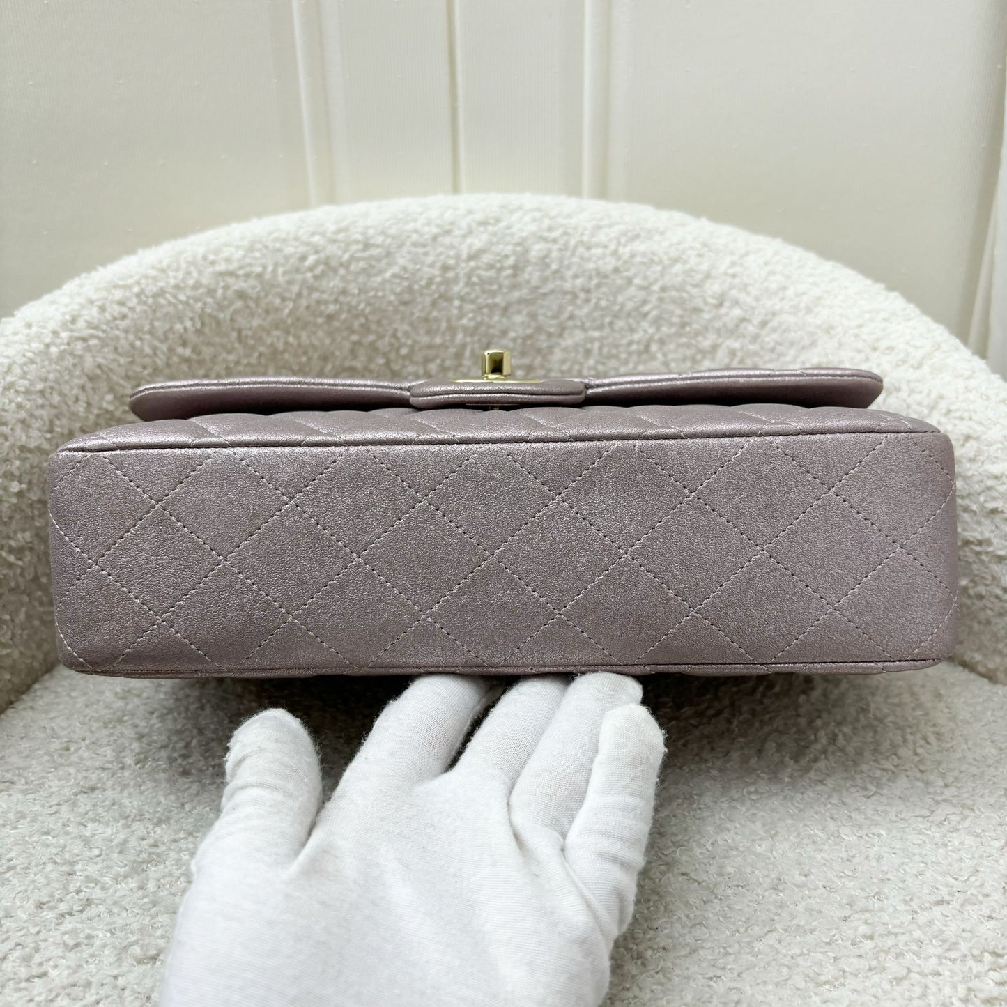 Chanel Medium Classic Flap CF in Metallic Pink Leather and LGHW