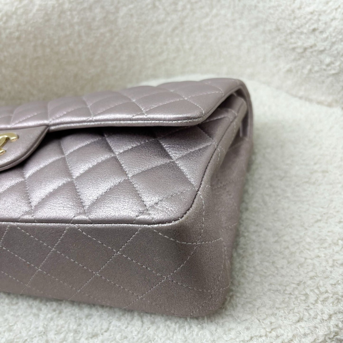 Chanel Medium Classic Flap CF in Metallic Pink Leather and LGHW